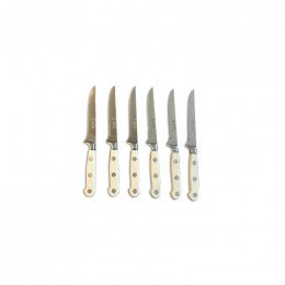 Couteaux lames lisses blancs lot de 6 couteaux CLF6121