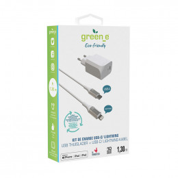 Kit de charge eco lightning vers usb-c iphone cable 1.30m Green_e GR3016