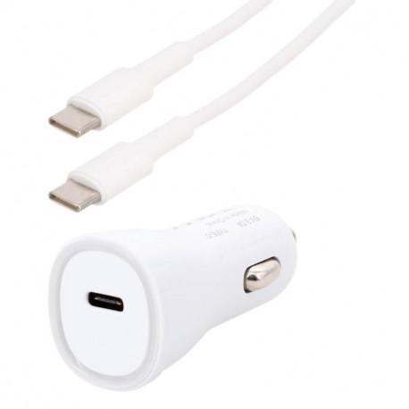 Kit chargeur alumme cigare usb-c vers usb-c 15w blanc Itc 308114