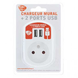 Chargeur mural 2 ports usb + prise gigogne Mobility Lab TEL307954