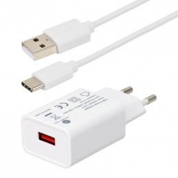 Kit chargeur mural usb-a/c 12w couleur blanc - cable 1m Itc 308112