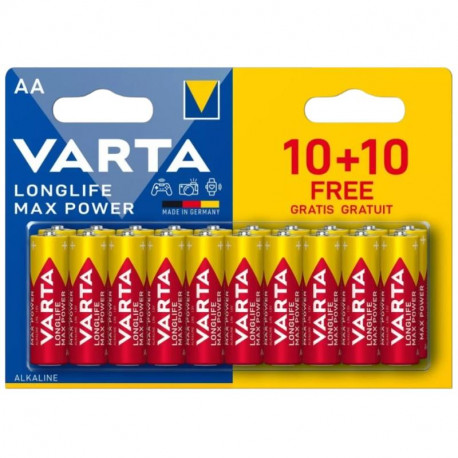 Blister 20 piles longlife max power lr06/aa Varta 4706101490