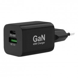 Adaptateur secteur usb gan 45w usb a et c avec cordon usbc 2m Port Designs 900105-EU