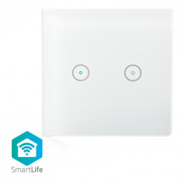 Interrupteur mural smartlife double wifi 1000w Nedis WIFIWS20WT