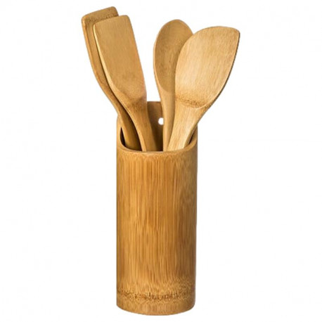 Set 4 ustensiles de cuisine avec pot en bambou J540744112