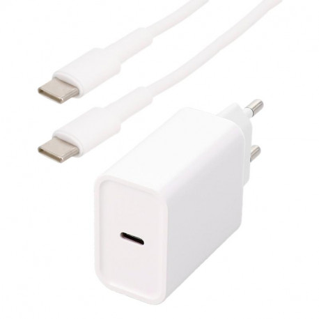 Kit chargeur mural usb-c/c 30w couleur blanc - cable 1m Itc 308109